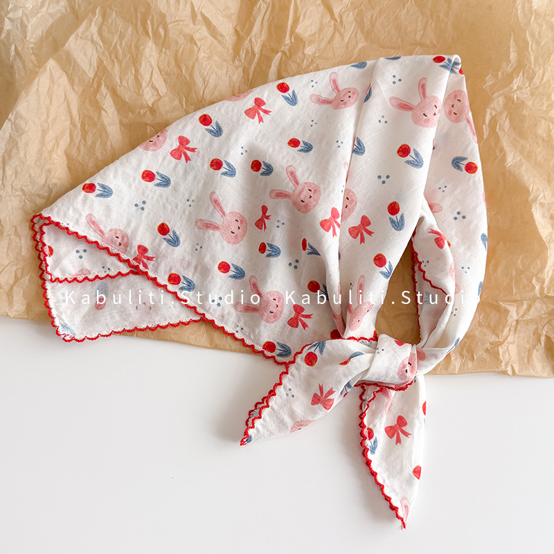 Head Wrap Turban - 코튼 린넨 스퀘어 스카프 58cm 꽃무늬