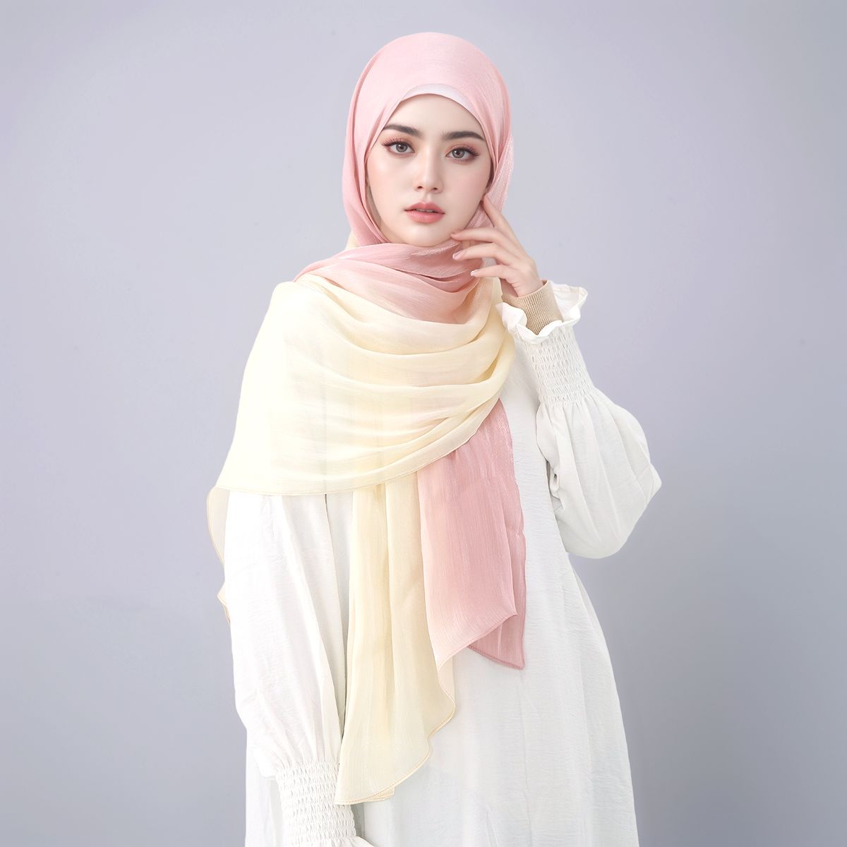 Head Wrap Turban - 그라데이션 트윙클 실크 히잡 스카프 무슬림