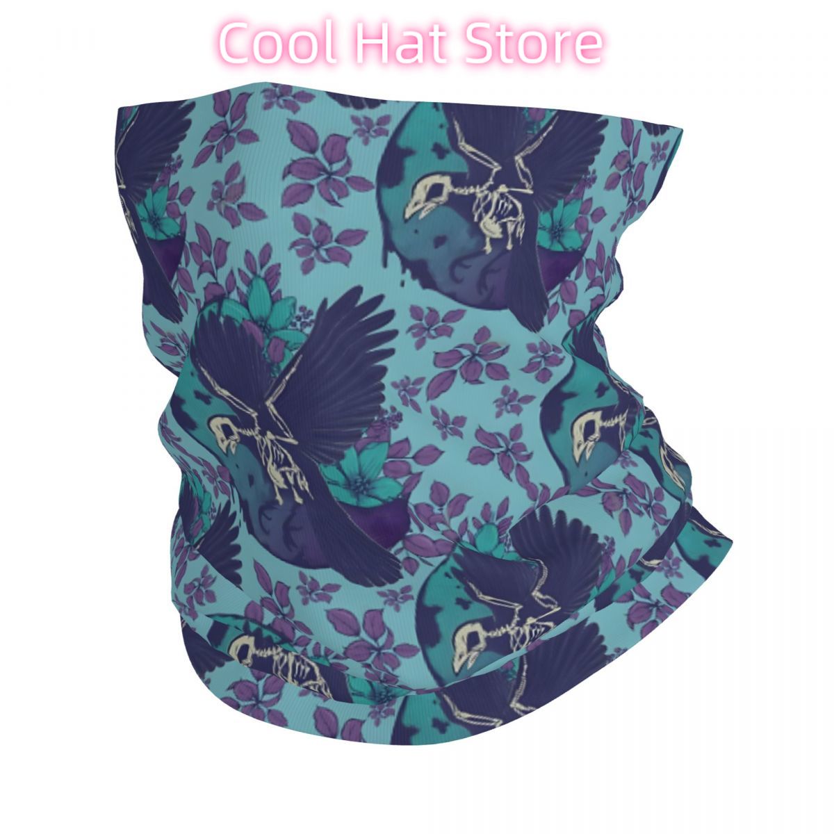 Neck Warmer Tube - 라벤 스켈레톤 앤 문 헤드밴드 넥