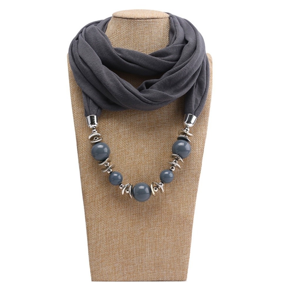 Infinity Scarf Knit - 패션 쉬폰 스카프 목걸이 솔리드 컬러