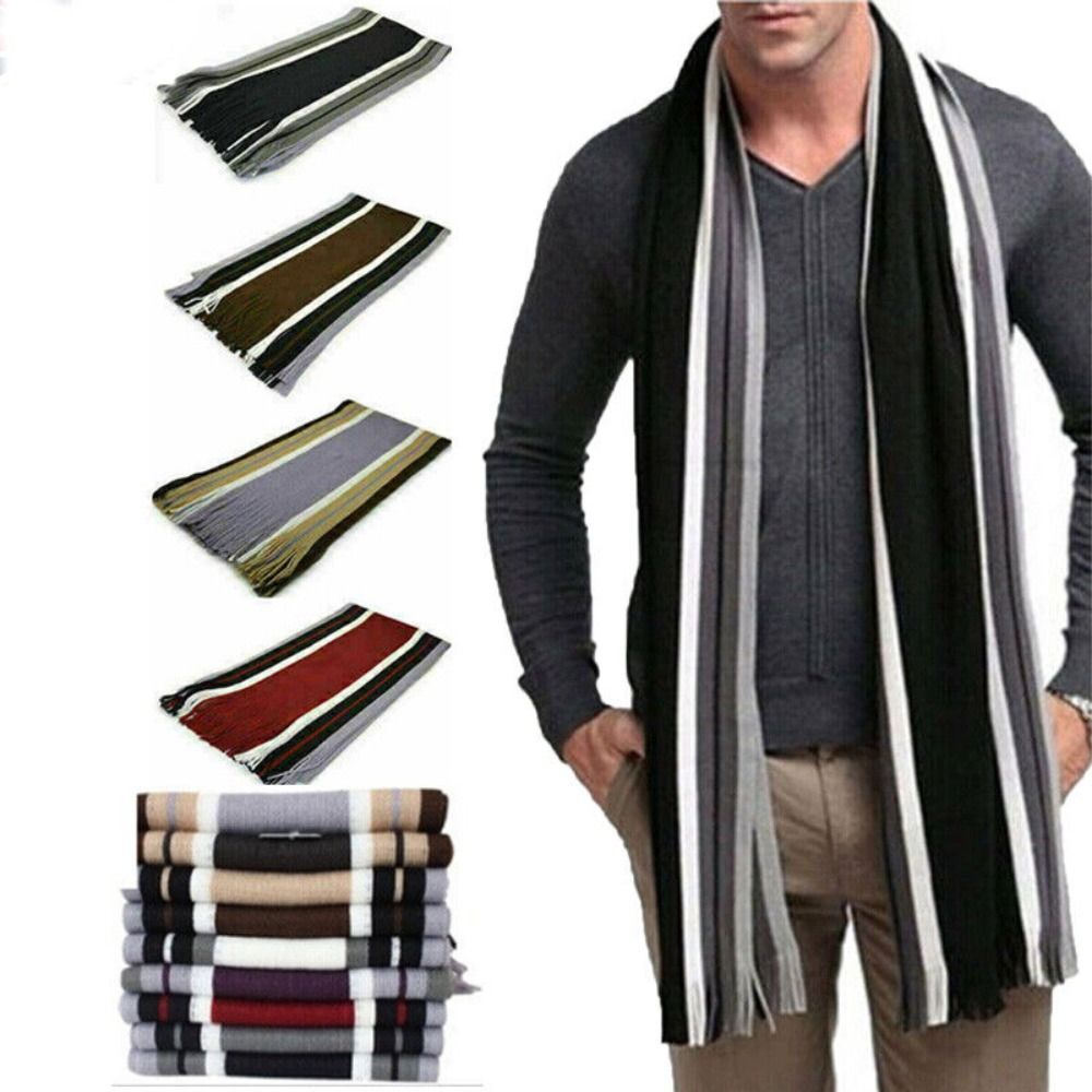 캐시미어 남성 스트라이프 스카프 패션 두꺼운 술 스톨  - Muffler Men Wool 리뷰 및 가격