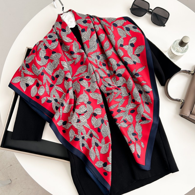 90cm 정사각형 스카프 고품질 반다나 여성용 명품 트 - Scarf Silk Square 리뷰 및 가격