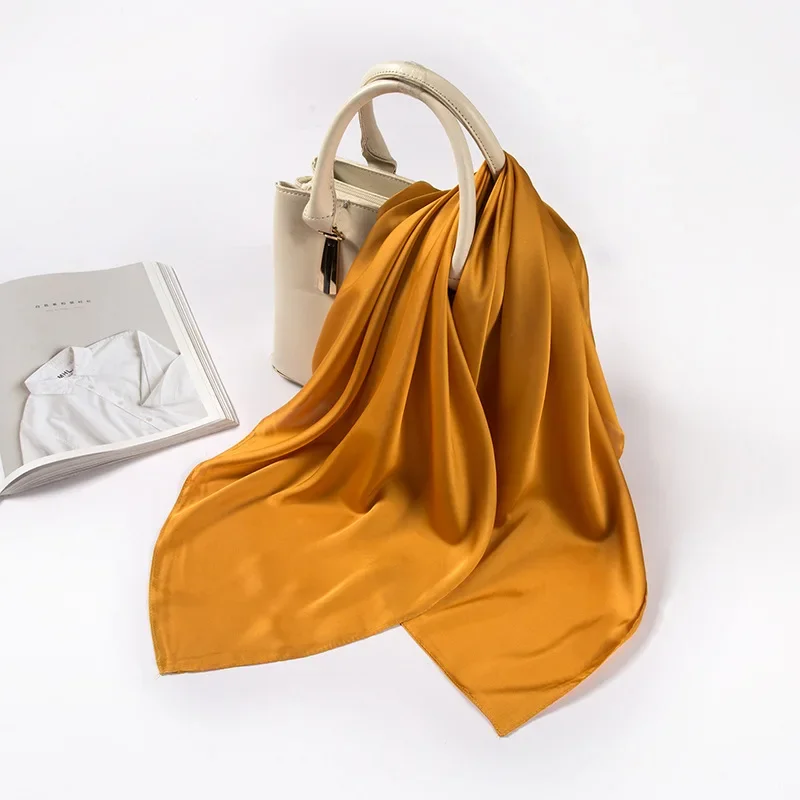 새틴 스카프 여성용 70cm 단색 부드러운 표면 헤드  - Scarf Silk Square 리뷰 및 가격