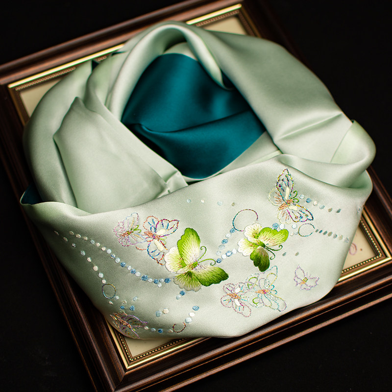 순수 실크 쑤저우 자수 스카프, 멀베리 실크 자수 넥랩 - Silk Neck Scarf 리뷰 및 가격