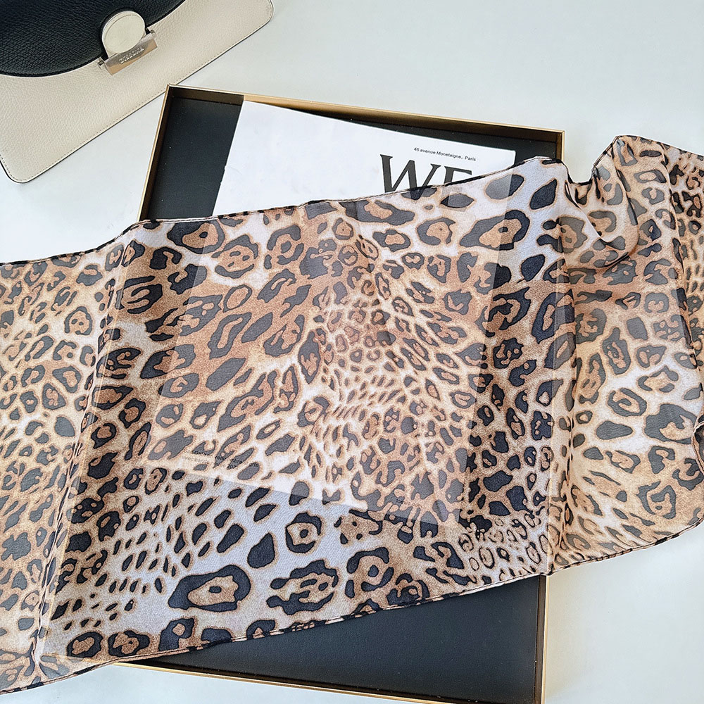 레오파드 작은 긴 실크 스카프 여성 쉬폰 스트랩 겨울  - Silk Neck Scarf 리뷰 및 가격