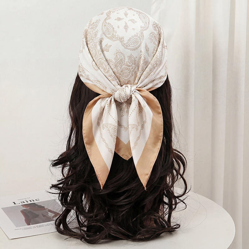 빈티지 베이지 페이즐리 프린트 스퀘어 스카프 새틴 실크 - Scarf Silk Square 리뷰 및 가격