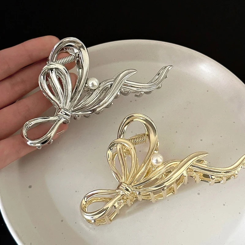 새로운 여성 우아한 금은색 속이 빈 기하학적 금속 헤어 - Tie Clip Silver 리뷰 및 가격
