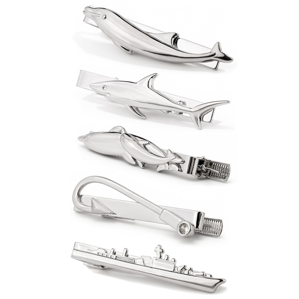 창의적인 해양 동물 넥타이 클립 남성용 실버 상어/돌고 - Tie Clip Silver 리뷰 및 가격